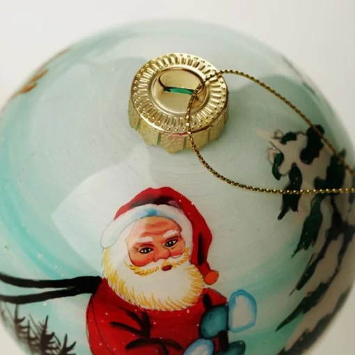 Personalised Inside Painted Santa with Reindeer Christmas Bauble Clearance