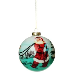 Personalised Inside Painted Santa with Reindeer Christmas Bauble Clearance