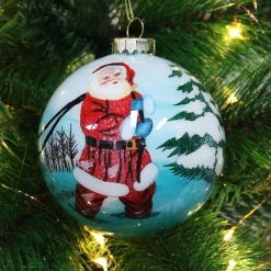 Personalised Inside Painted Santa with Reindeer Christmas Bauble Clearance