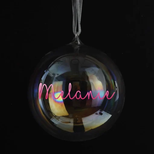 Personalised Iridescent Glass Christmas Bauble Shop