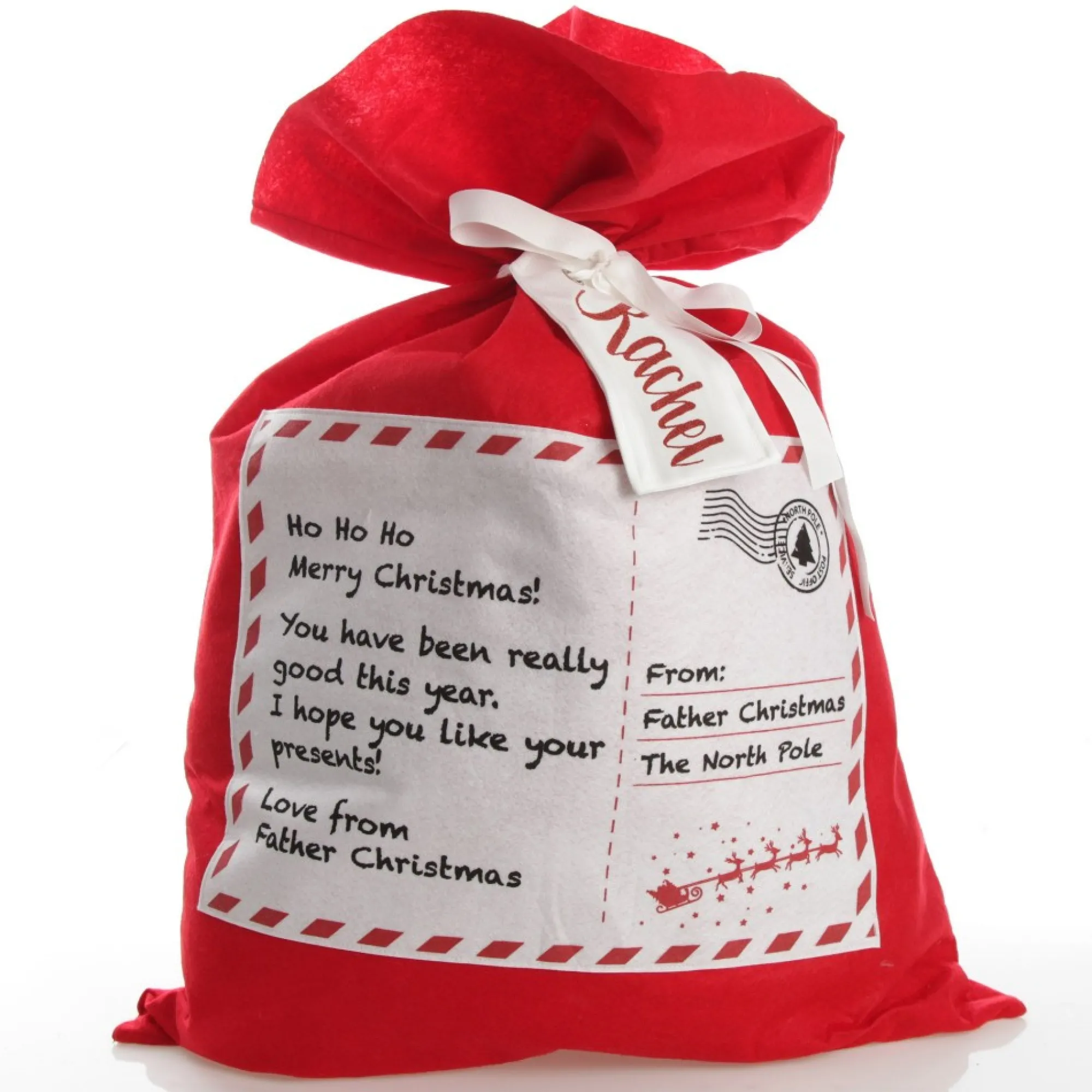 Personalised Letter from Santa Red Felt Jumbo Sack Store