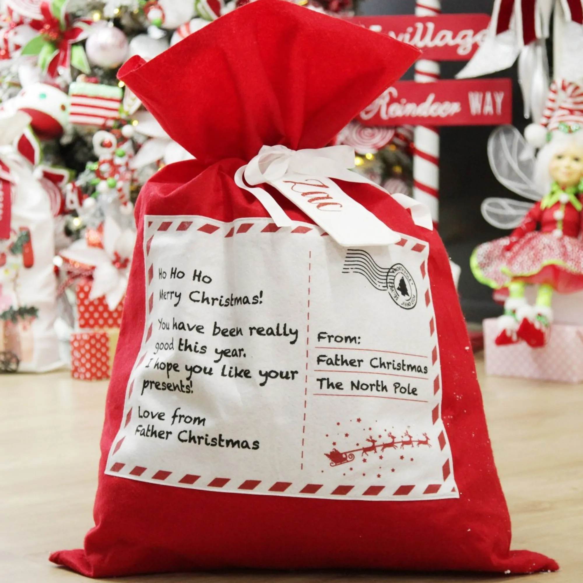 Personalised Letter from Santa Red Felt Jumbo Sack Store