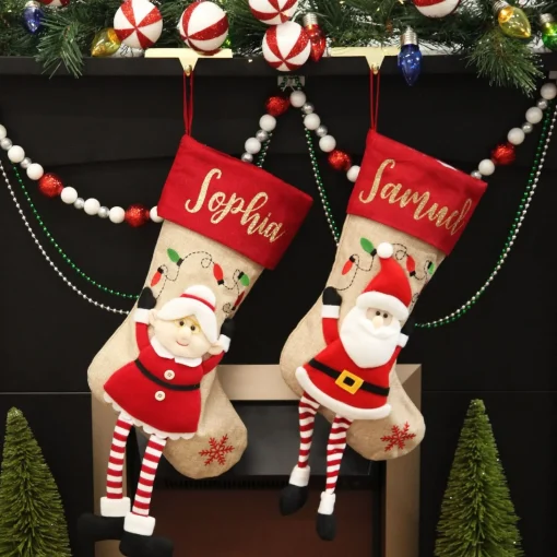 Personalised Mrs Claus Christmas Stocking with Dangly Legs Discount
