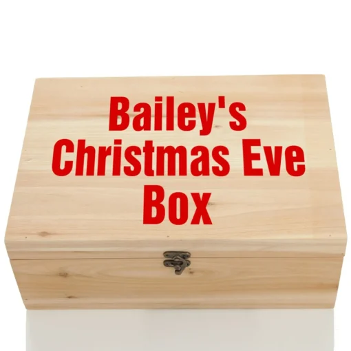 Personalised Natural Wooden Christmas Eve Keepsake Box New