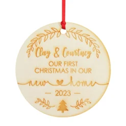 Personalised Our First Christmas New Home Etched Decoration Store