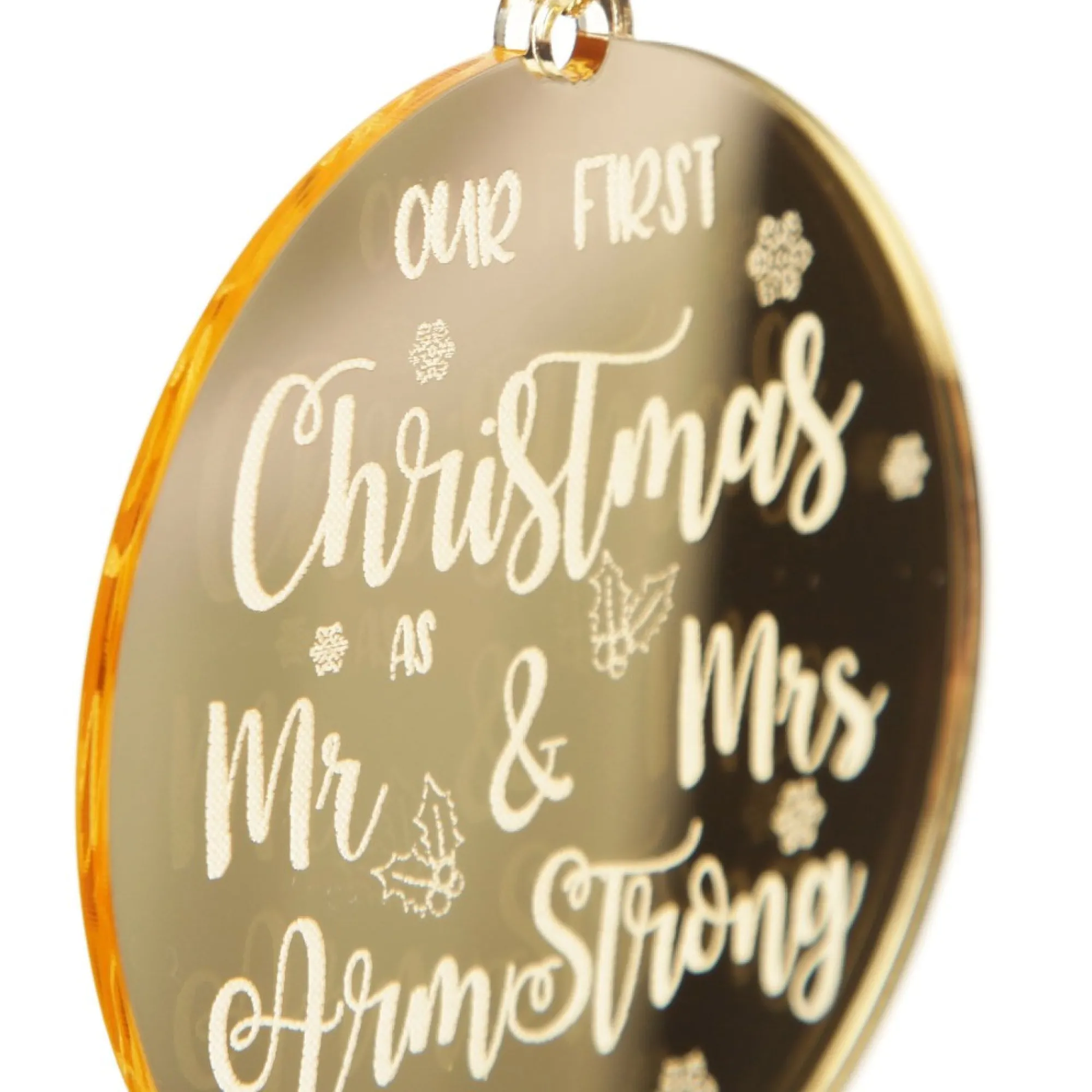 Personalised Our First Christmas as Mr and Mrs Etched Christmas Decoration Discount