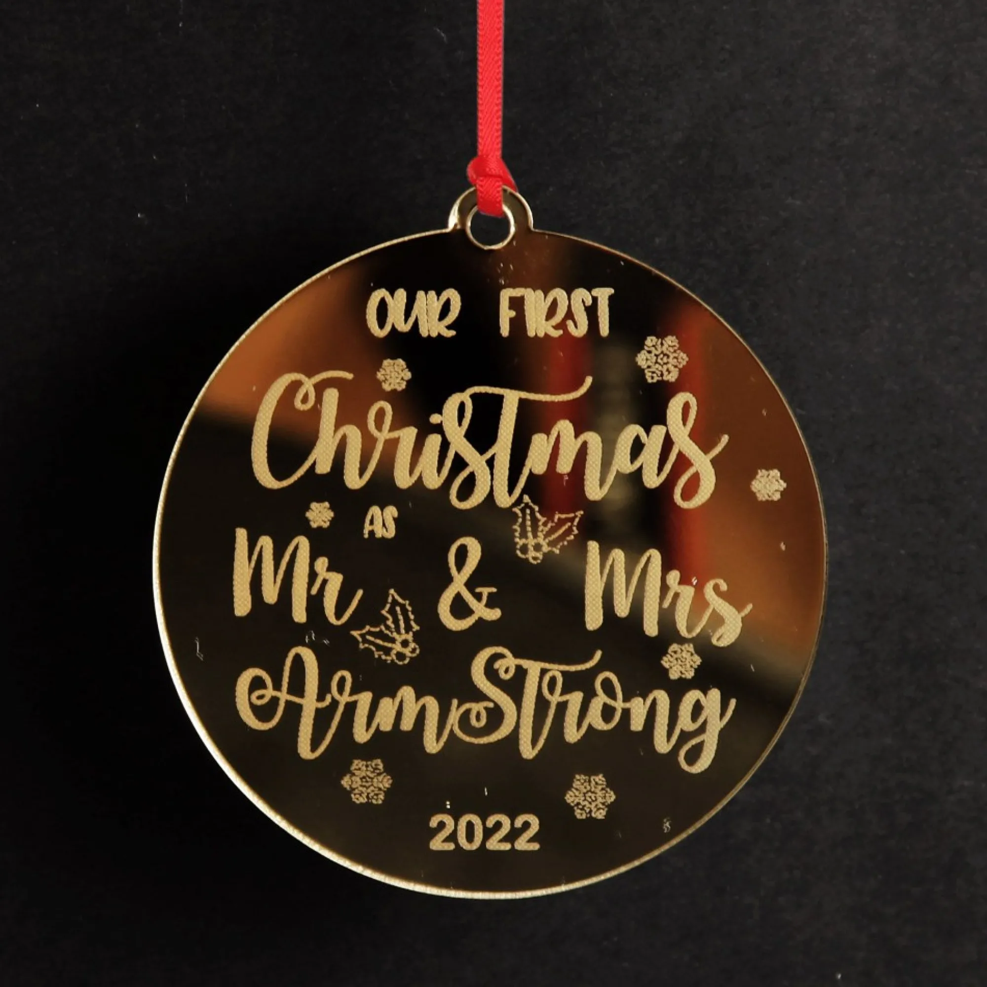 Personalised Our First Christmas as Mr and Mrs Etched Christmas Decoration Discount