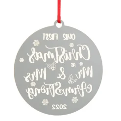 Personalised Our First Christmas as Mr and Mrs Etched Christmas Decoration Discount