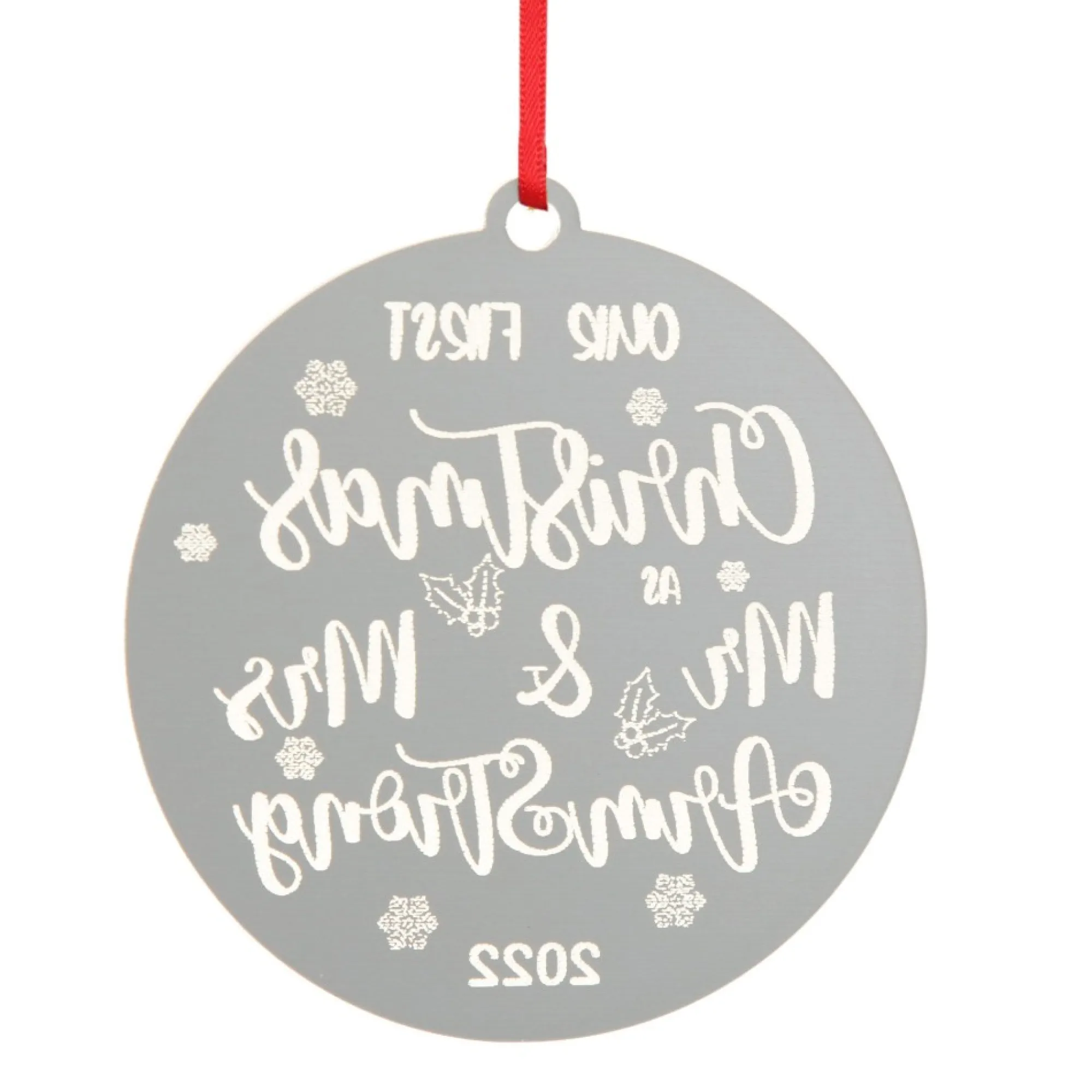Personalised Our First Christmas as Mr and Mrs Etched Christmas Decoration Discount