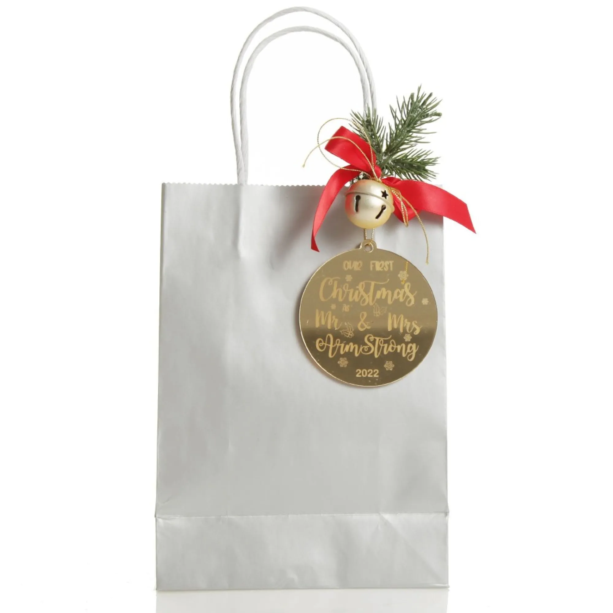 Personalised Our First Christmas as Mr and Mrs Etched Christmas Decoration Discount