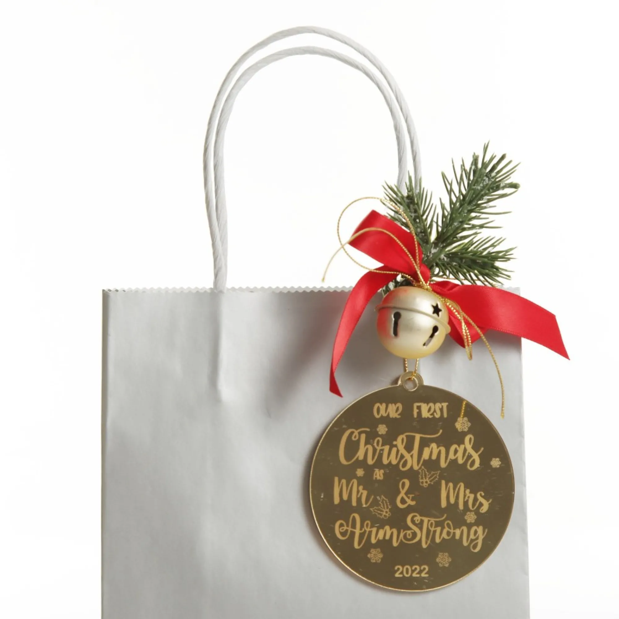 Personalised Our First Christmas as Mr and Mrs Etched Christmas Decoration Discount