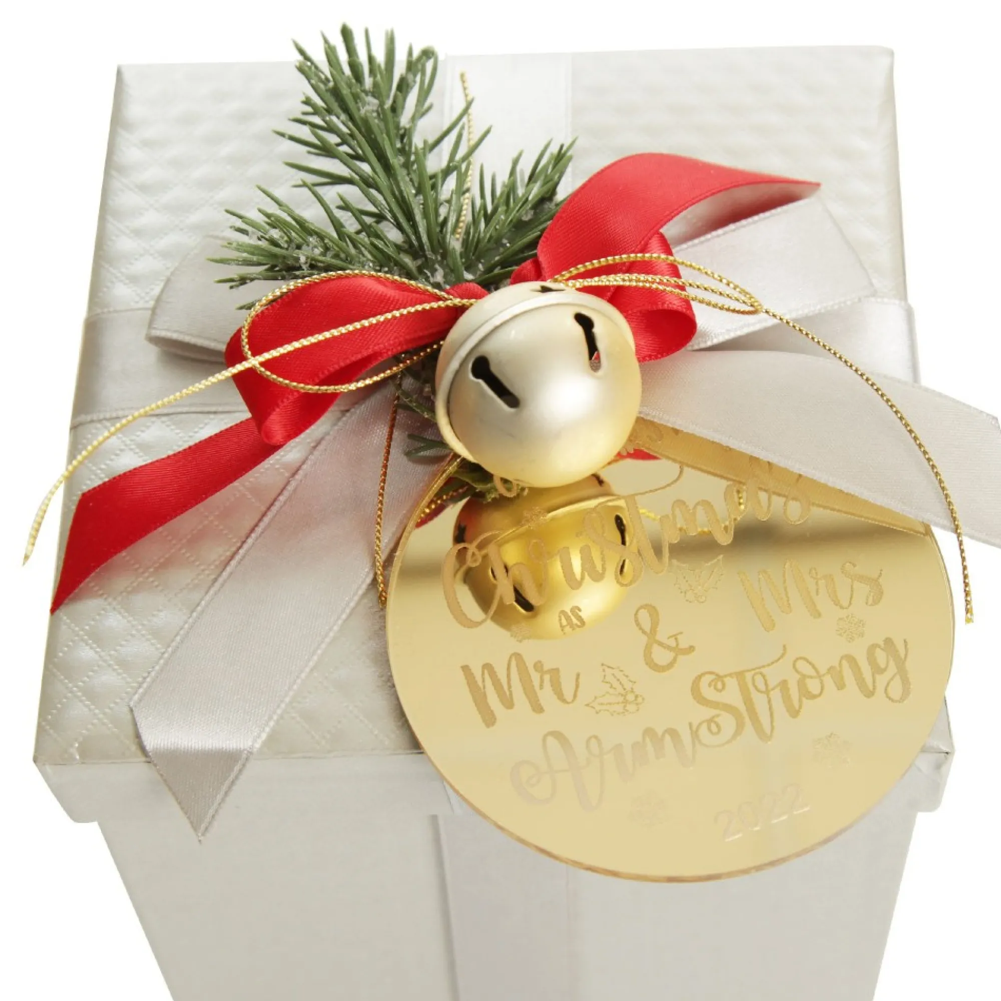 Personalised Our First Christmas as Mr and Mrs Etched Christmas Decoration Discount