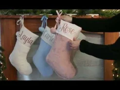 Personalised Pink Fur Christmas Stocking with Pom Poms Sale