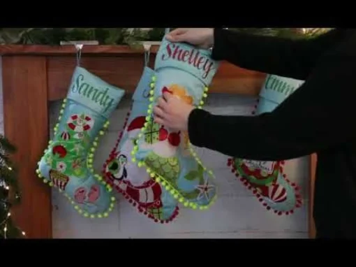 Personalised Pom Pom Beach Mermaid Christmas Stocking Fashion