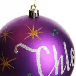 Personalised Purple Shatterproof Christmas Bauble New
