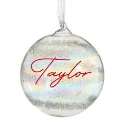 Personalised Rainbow Glass Christmas Bauble Cheap