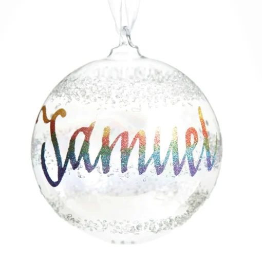 Personalised Rainbow Glass Christmas Bauble Cheap
