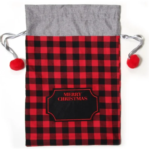 Personalised Red and Black Buffalo Check Christmas Santa Sack Flash Sale