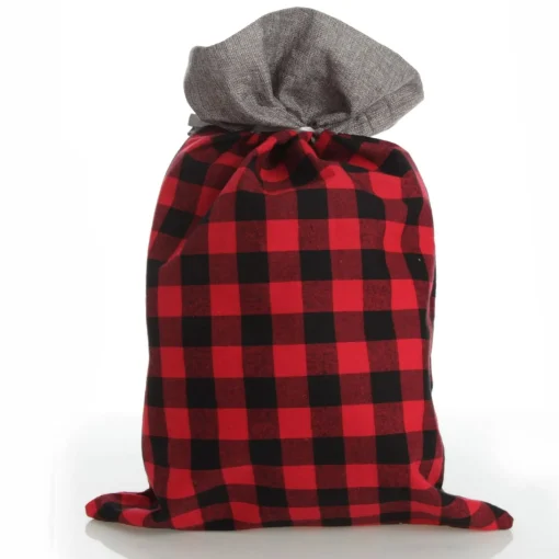Personalised Red and Black Buffalo Check Christmas Santa Sack Flash Sale