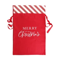 Personalised Red Merry Christmas Santa Sack with Candy Cane Stripe Trim New