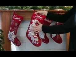 Personalised Red Poinsettia Christmas Stocking Discount