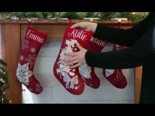 Personalised Red Poinsettia Christmas Stocking Discount