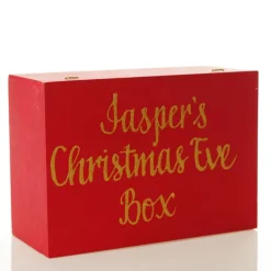 Personalised Red Wooden Christmas Eve Keepsake Box Clearance