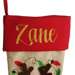 Personalised Reindeer Christmas Stocking with Dangly Legs Cheap
