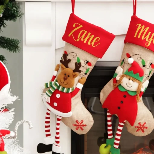Personalised Reindeer Christmas Stocking with Dangly Legs Cheap