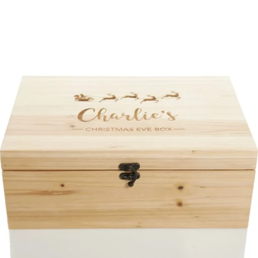 Personalised Santa Sleigh Wooden Christmas Eve Box New