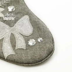 Personalised Silver Poinsettia Christmas Stocking Online