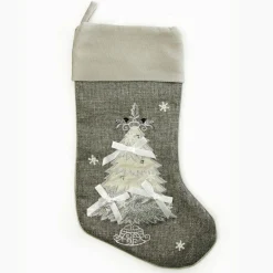 Personalised Silver Tree Christmas Stocking Sale