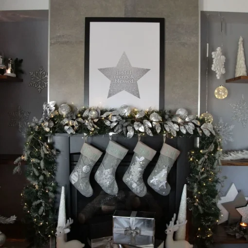 Personalised Silver Tree Christmas Stocking Sale