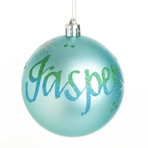 Personalised Sky Blue Shatterproof Christmas Bauble Store