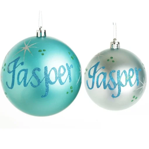 Personalised Sky Blue Shatterproof Christmas Bauble Store