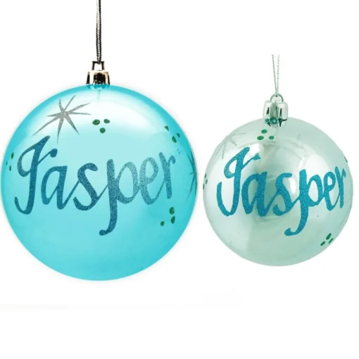 Personalised Sky Blue Shatterproof Christmas Bauble Store