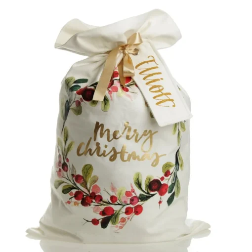Personalised Sugarplum Merry Christmas Canvas Santa Sack Sale