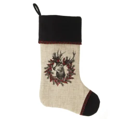Personalised Vintage Reindeer Christmas Stocking - Black Cuff Outlet