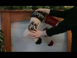 Personalised Vintage Reindeer Christmas Stocking - Black Cuff Outlet