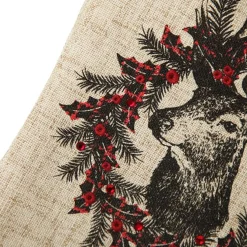 Personalised Vintage Reindeer Christmas Stocking - Black Cuff Outlet