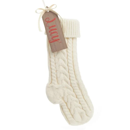 Personalised White Cable Knit Christmas Stocking Cheap