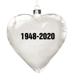 Personalised White Feather Glass Heart - In Loving Memory Hot