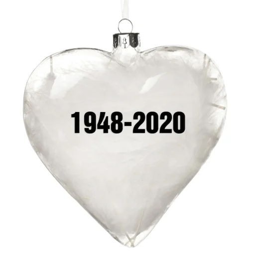 Personalised White Feather Glass Heart - In Loving Memory Hot