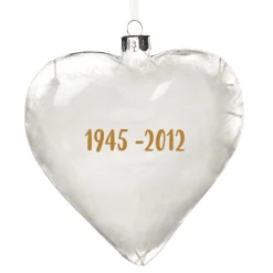 Personalised White Feather Glass Heart - In Loving Memory Hot