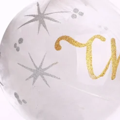 Personalised White Feather Clear Glass Christmas Bauble Discount