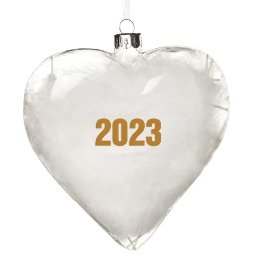 Personalised White Feather Glass Heart - Our First Christmas as Mr & Mrs Fashion