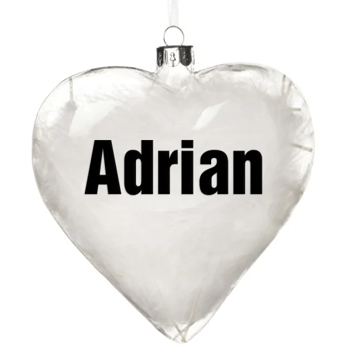 Personalised White Feather Glass Heart New