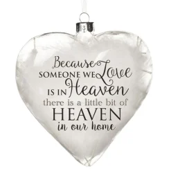 Personalised White Feather Glass Heart - Heaven in Our Home Hot