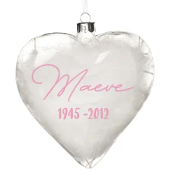 Personalised White Feather Glass Heart - Heaven in Our Home Hot