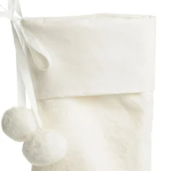 Personalised White Fur Christmas Stocking with Pom Poms Online